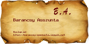 Barancsy Asszunta névjegykártya